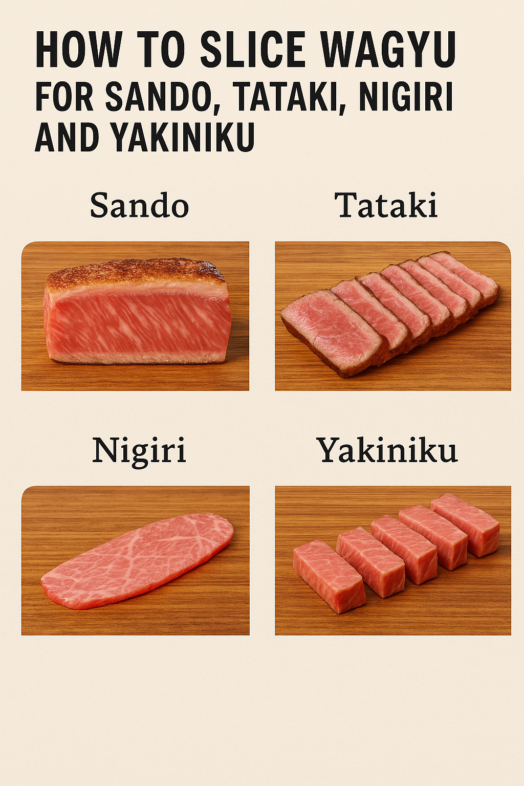 How to Slice Wagyu for Sando, Tataki, Nigiri and Yakiniku - Kai Wagyu