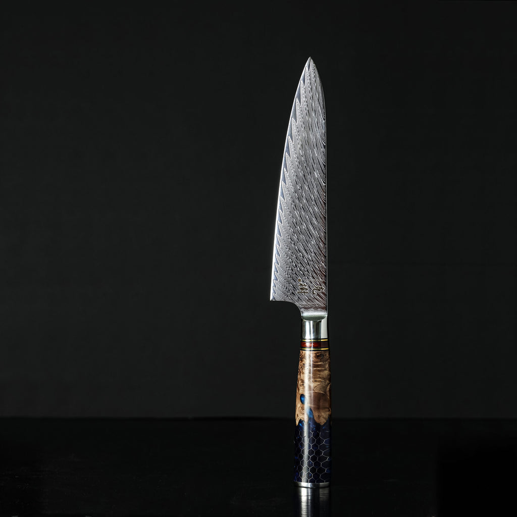 Katsuki Damascus Honeycomb Resin Chef's Knife 8" Gyuto - Image 2
