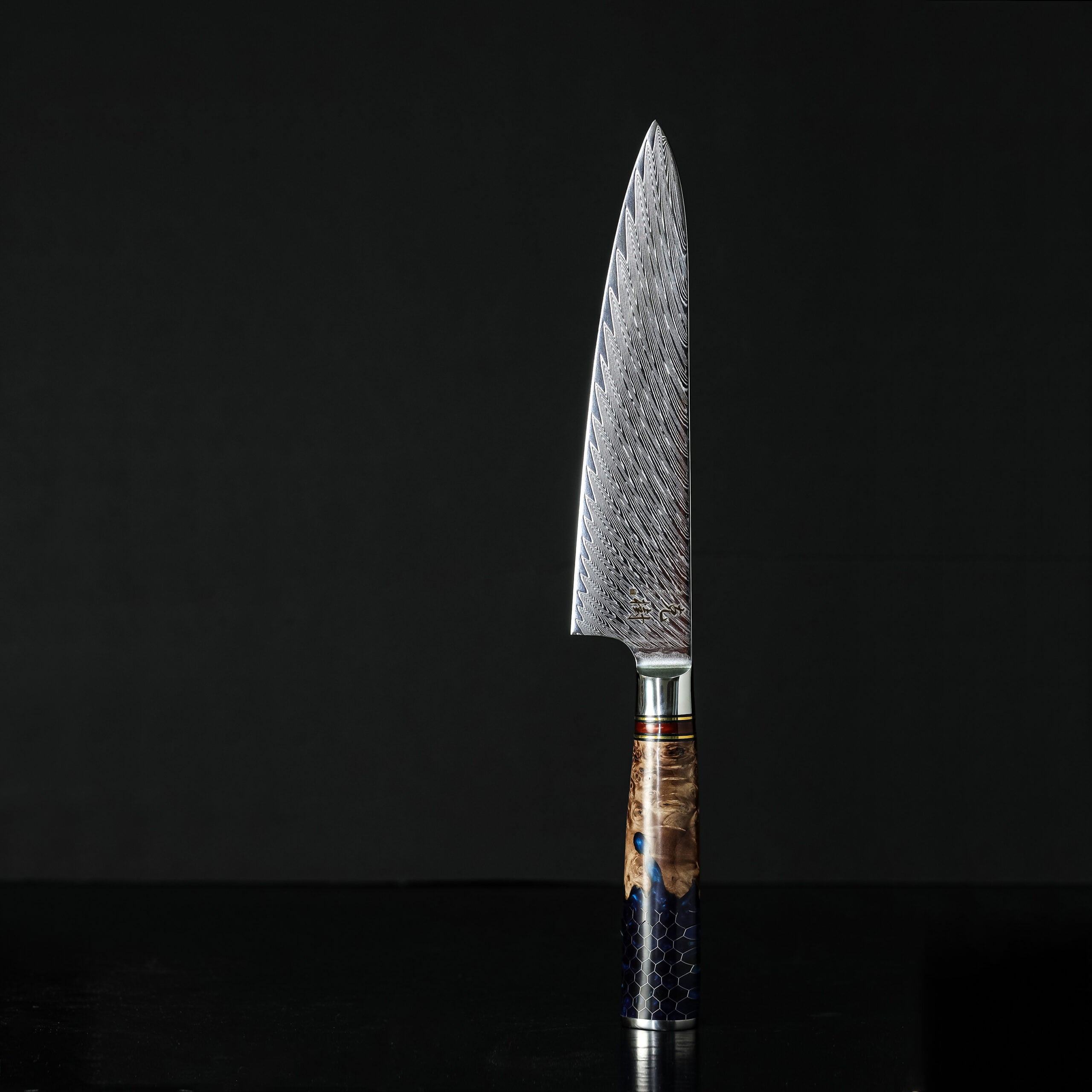 Katsuki Damascus Honeycomb Resin Chef's Knife 8" Gyuto - Image 2