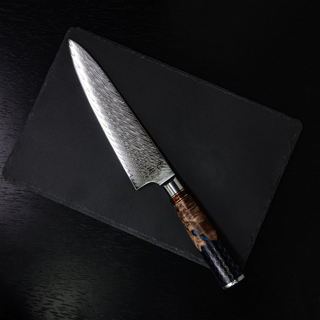 Katsuki Damascus Honeycomb Resin Chef's Knife 8" Gyuto