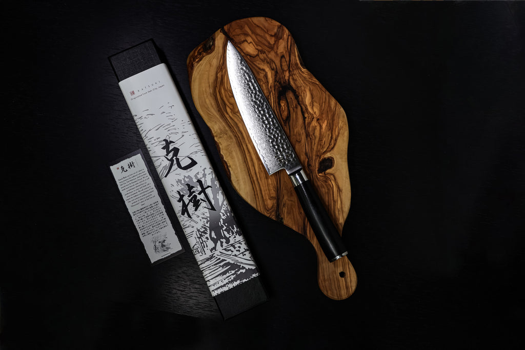 Katsuki Damascus Mirrored Chef's Knife 8" Gyuto - Image 3