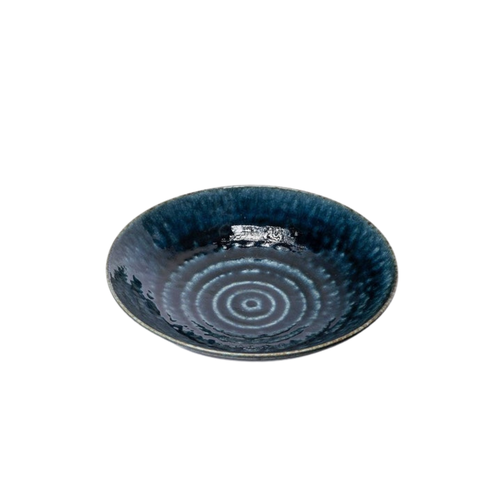 Japanese Minoware Blue Oribe Large Porcelain Plate