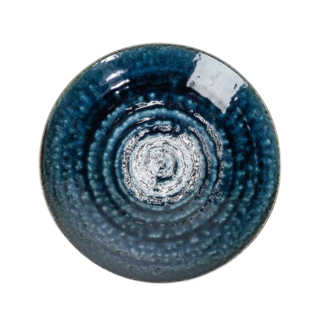 Japanese Minoware Blue Oribe Large Porcelain Plate