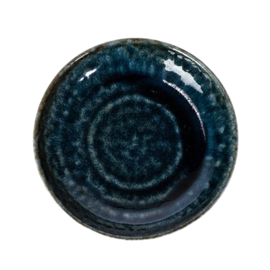 Japanese Minoware Blue Oribe Small Porcelain Plate