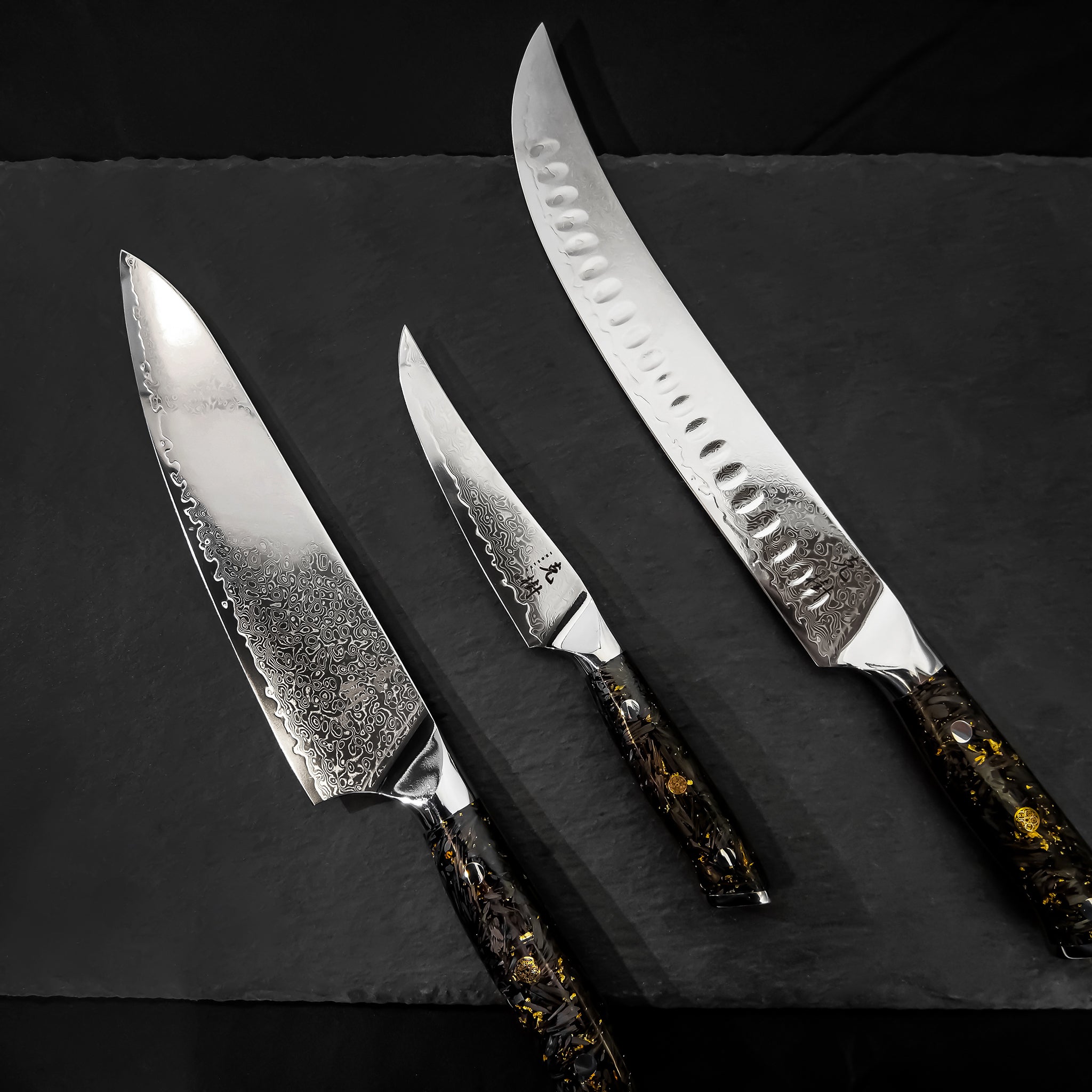 Katsuki Damascus Gold Foil Knife Set (3 pc)