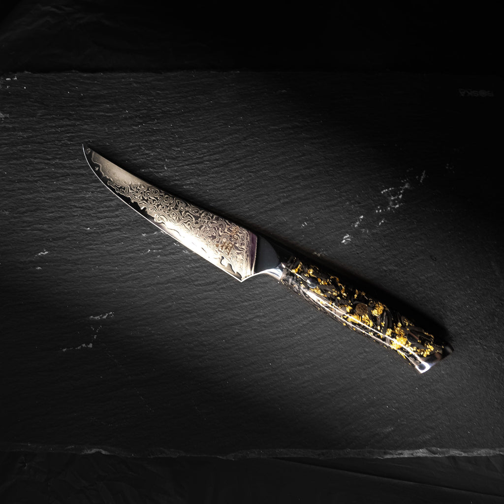 Katsuki Damascus Gold Foil Steak Knife 5”