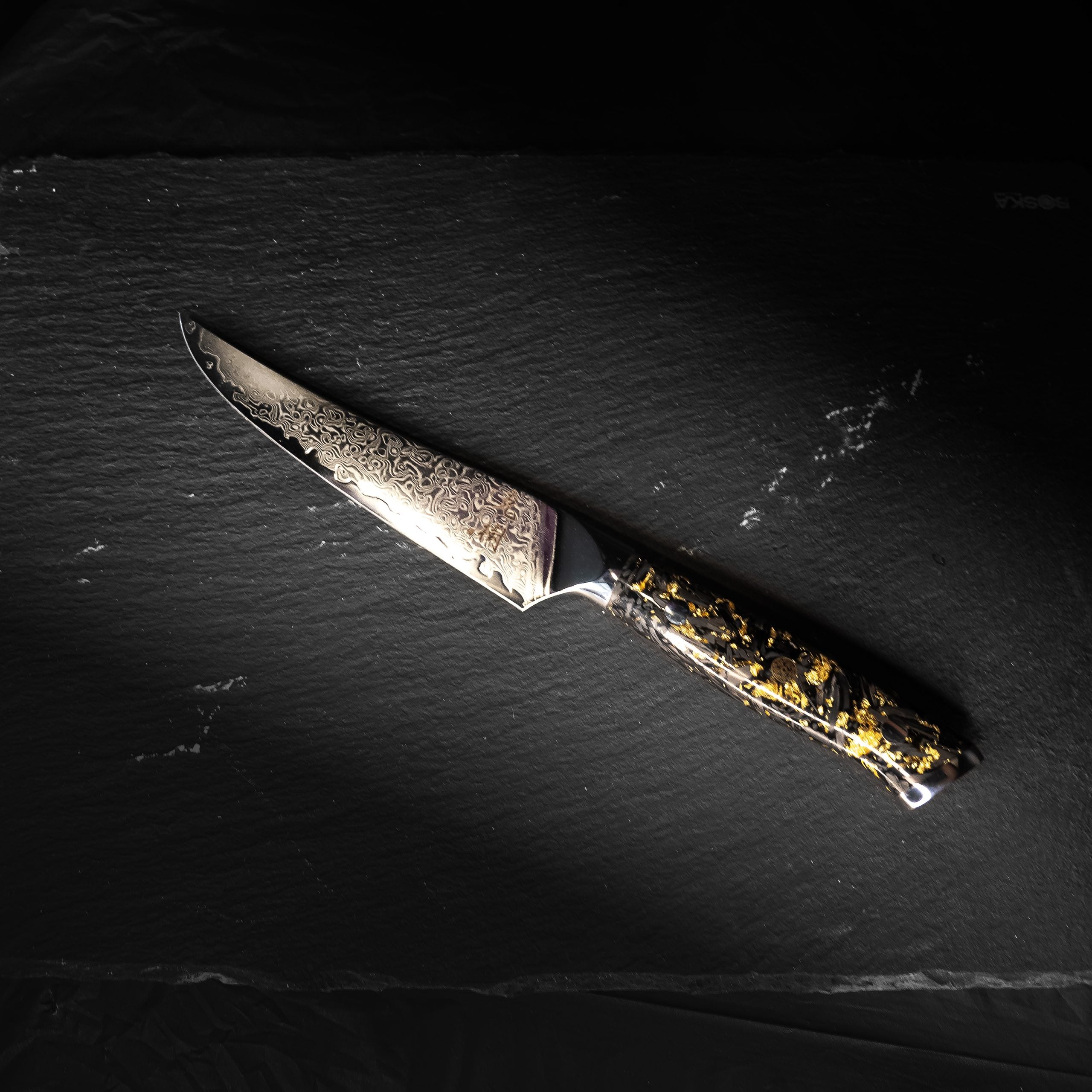 Katsuki Damascus Gold Foil Steak Knife 5”