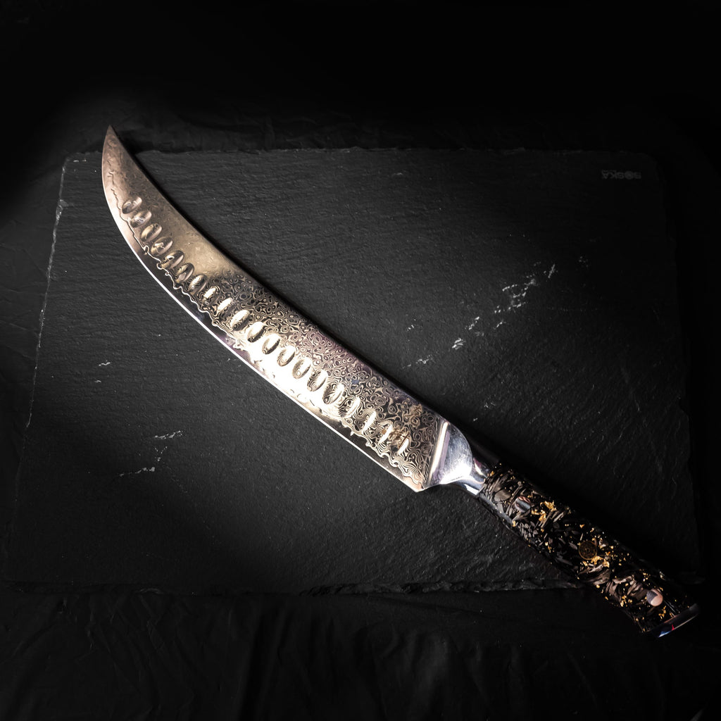 Katsuki Damascus Gold Foil Butcher Knife 10.2”