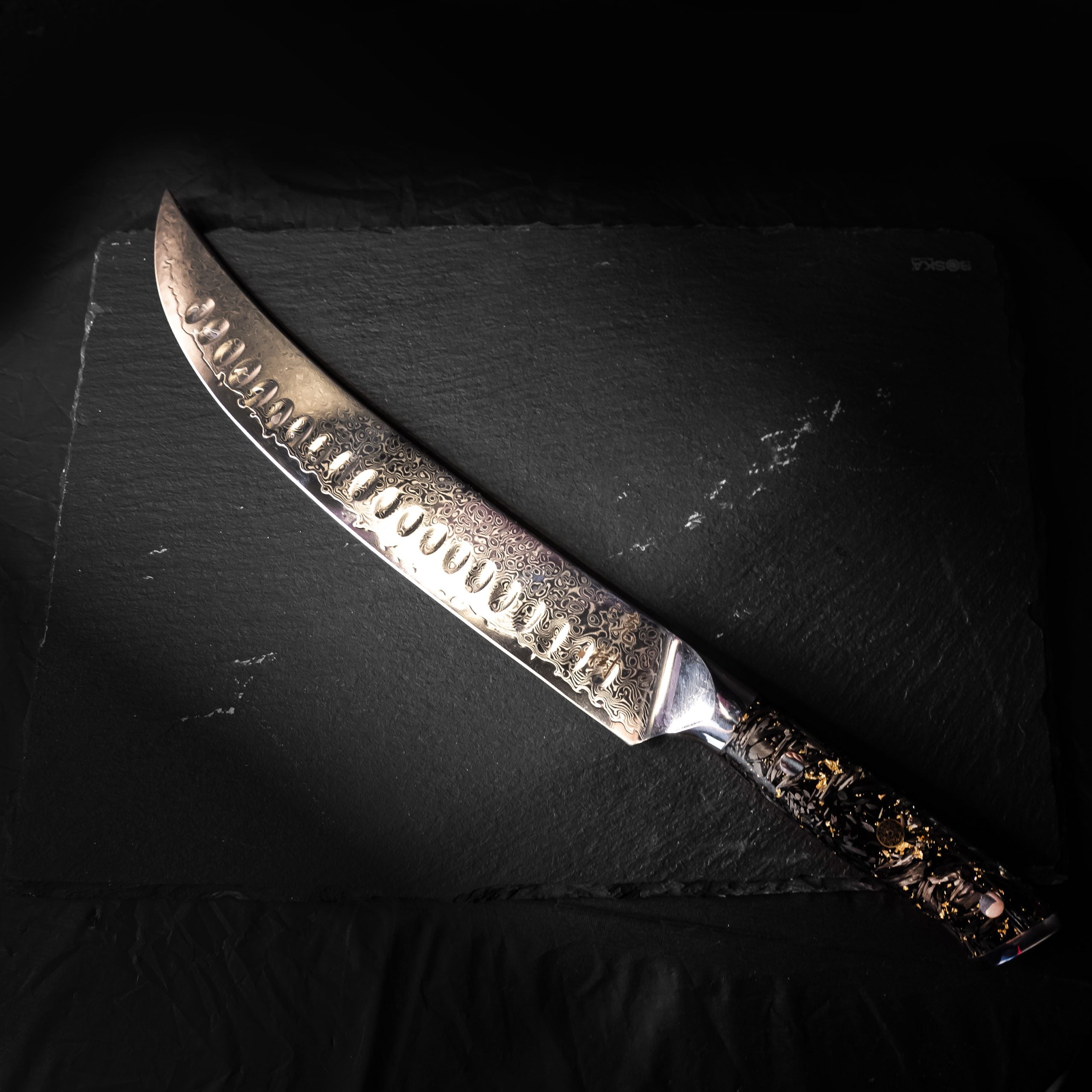 Katsuki Damascus Gold Foil Butcher Knife 10.2”
